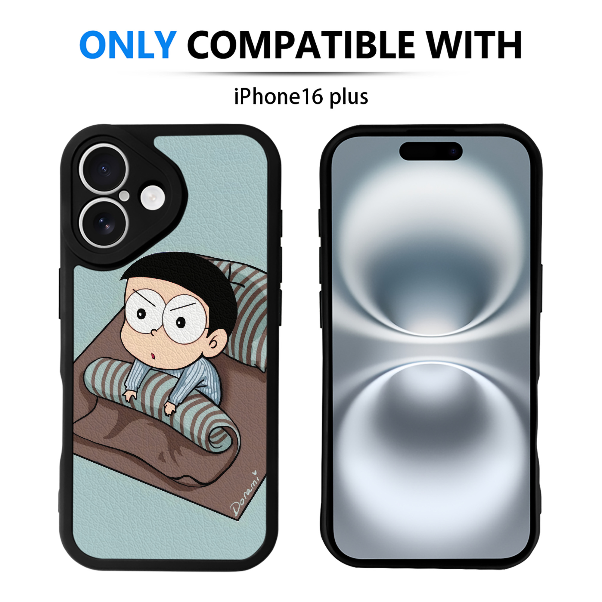 （画像用） ドラえもん Doraemon 【iPhone 16シリーズ対応】シリコンスマホケース（レザー調） 材質：シリコン